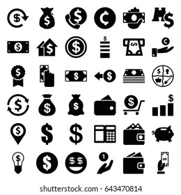 Dollar icons set. set of 36 dollar filled icons such as coin, money sack, payment, atm money withdraw, marketing, wallet, cash payment, dolar growth, atm