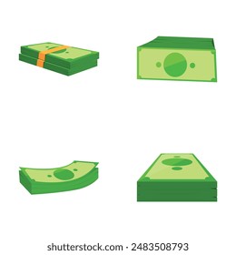 Dollar icons set cartoon vector. Cash money. Banking, finance and wealth