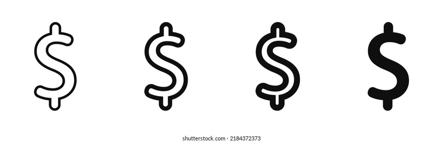 Dollar icons set. Currency. The concept of money, earnings and salary. Vector illustration