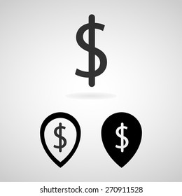dollar icons set great for any use. Vector EPS10.