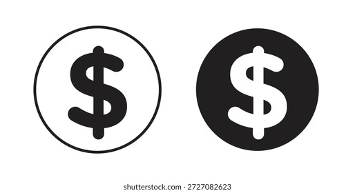 Conjunto de iconos de dólar. Ilustración vectorial de línea simple