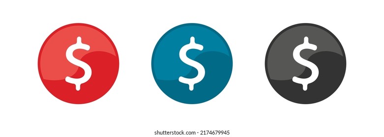 Juego de iconos de dólar. Ilustración vectorial.