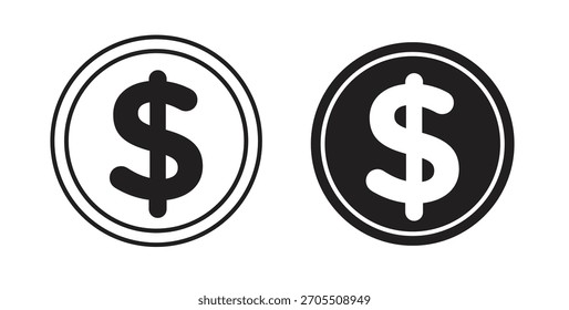 Iconos del dólar para el uso Diseño web, logotipo. Ilustración del símbolo.
