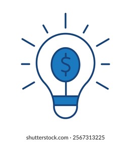 Dollar Idea Blue Icon. Digital Marketing Icon Editable Stroke Vector Illustration