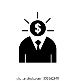 dollar idea brain many man Icon Vector Illustration
