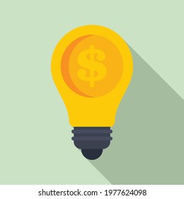 Dollar idea bulb icon. Flat illustration of dollar idea bulb vector icon for web design