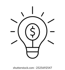 Icono de línea de la idea del dólar. Icono de marketing digital Ilustración vectorial de trazo editable