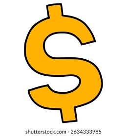 Vector aislado dibujado a mano de la ilustración del dólar