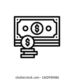 Dollar Illustration Icon. vector outline symbol.