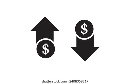 Dollar increase decrease icon, Up and down dollar arrow illustration symbol