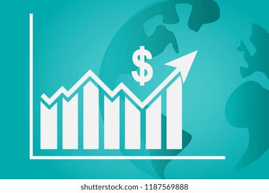 dollar increase icon with arrow stretching rising up. Business . vector illustration