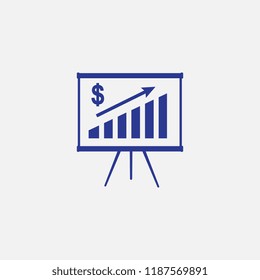 dollar increase icon with arrow stretching rising up. Business . vector illustration