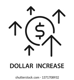 Dollar increase icon. Stroke outline style. Vector. Isolate on white background.