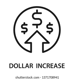 Dollar increase icon. Stroke outline style. Vector. Isolate on white background.