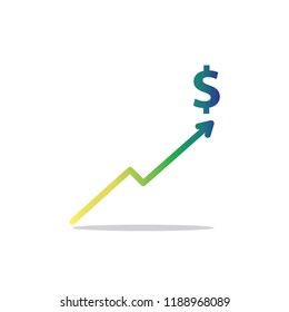 Dollar increase illustration. Money with progress grow up. Business cost illustration.