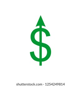 Dollar increase logo icon sign concept isolated on white background vector illustration