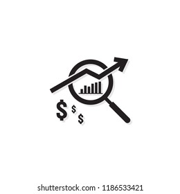 dollar increase revenue icon. Money symbol with arrow stretching. Business finance cost sale symbol. salary payment rising up. outline vector illustration.