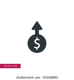 dollar increase vector icon , can be used for web and mobile design