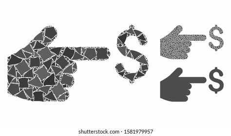 Dollar index composition of trembly items in different sizes and color tints, based on dollar index icon. Vector trembly items are combined into illustration.