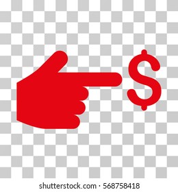 Dollar Index icon. Vector illustration style is flat iconic symbol, red color, transparent background. Designed for web and software interfaces.