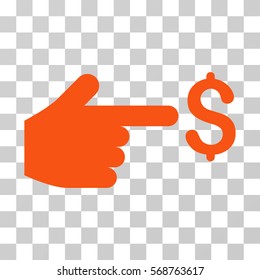 Dollar Index icon. Vector illustration style is flat iconic symbol, orange color, transparent background. Designed for web and software interfaces.