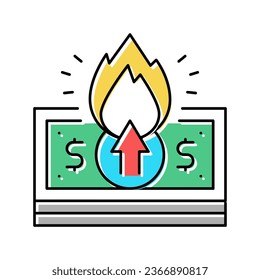 vector de icono de color de la inflación en dólares. signo de inflación en dólares. ilustración de símbolo aislado