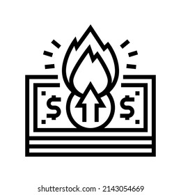 dollar inflation line icon vector. dollar inflation sign. isolated contour symbol black illustration