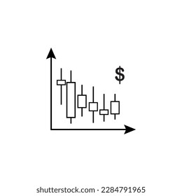 inflación en dólares de la gráfica de candelabros de fallo del vector de concepto imagen vectorial , análisis técnico de la tendencia de la vela del indicador de resistencia del mercado de valores, devaluación, graveston, signo del dinero R.I.P de la vela