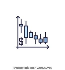 Inflación del dólar sobre el concepto de vectores de la carta de candelero en caída