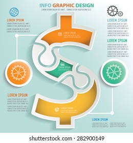 Dollar info graphic design, Business concept design. Clean vector.
