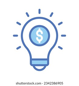 Dollar inside bulb depicting innovative idea, financial idea icon design