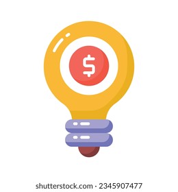 Dollar inside bulb depicting innovative idea, financial idea icon design
