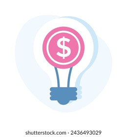 Dollar-Innen-Glühbirne mit innovativer Idee, Icon-Design der Finanzidee