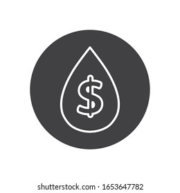 dollar inside drop line block style icon design, Oil industry Gas energy fuel technology power industrial production and petroleum theme Vector illustration
