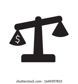 dollar inside scale silhouette style icon of money financial item banking commerce market payment buy currency accounting and invest theme Vector illustration