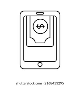 Dollar inside smartphone, icon of mobile money