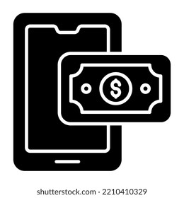 Dollar inside smartphone, icon of mobile investment