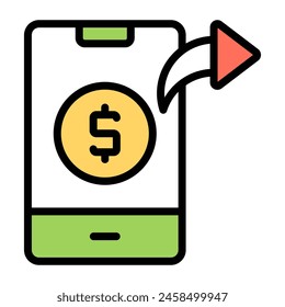Dólar dentro del smartphone, icono del dinero móvil

