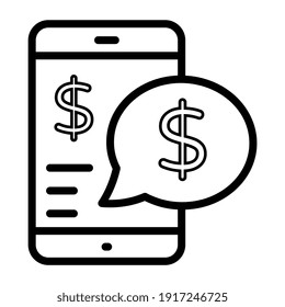 Dollar inside smartphone, mcommerce icon
