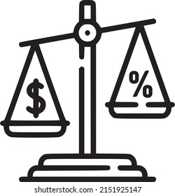 Dollar and interest rate vector icon, Dollar sign on the scales. Economic crisis. EPS