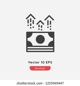 Dollar investment icon vector. Dollar investment symbol. Linear style sign for mobile concept and web design. Dollar investment symbol illustration. Pixel vector graphics - Vector.
