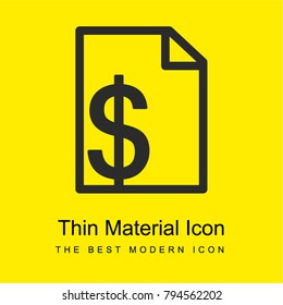 Dollar invoice bright yellow material minimal icon or logo design