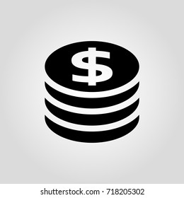 Dollar isolated vector coin, money symbol, pen