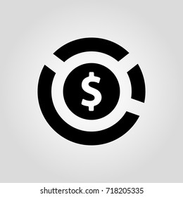 Dollar isolated vector coin, money symbol, pen