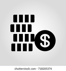 Dollar isolated vector coin, money symbol, pen