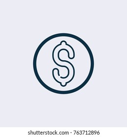 Dollar isolated vector icon, money symbol 