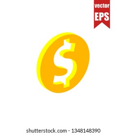 Dollar isometric icon.Vector illustration.
