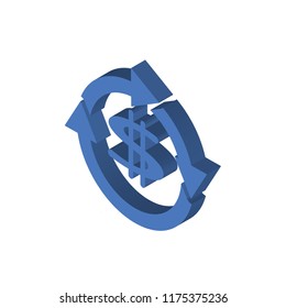 Dollar isometric left top view 3D icon