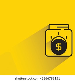 dollar jar with shadow on yellow background