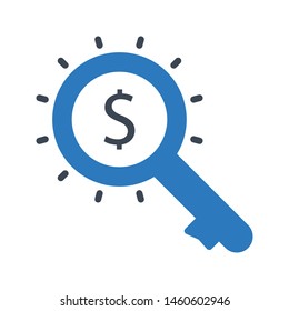 dollar key glyph colour vector icon